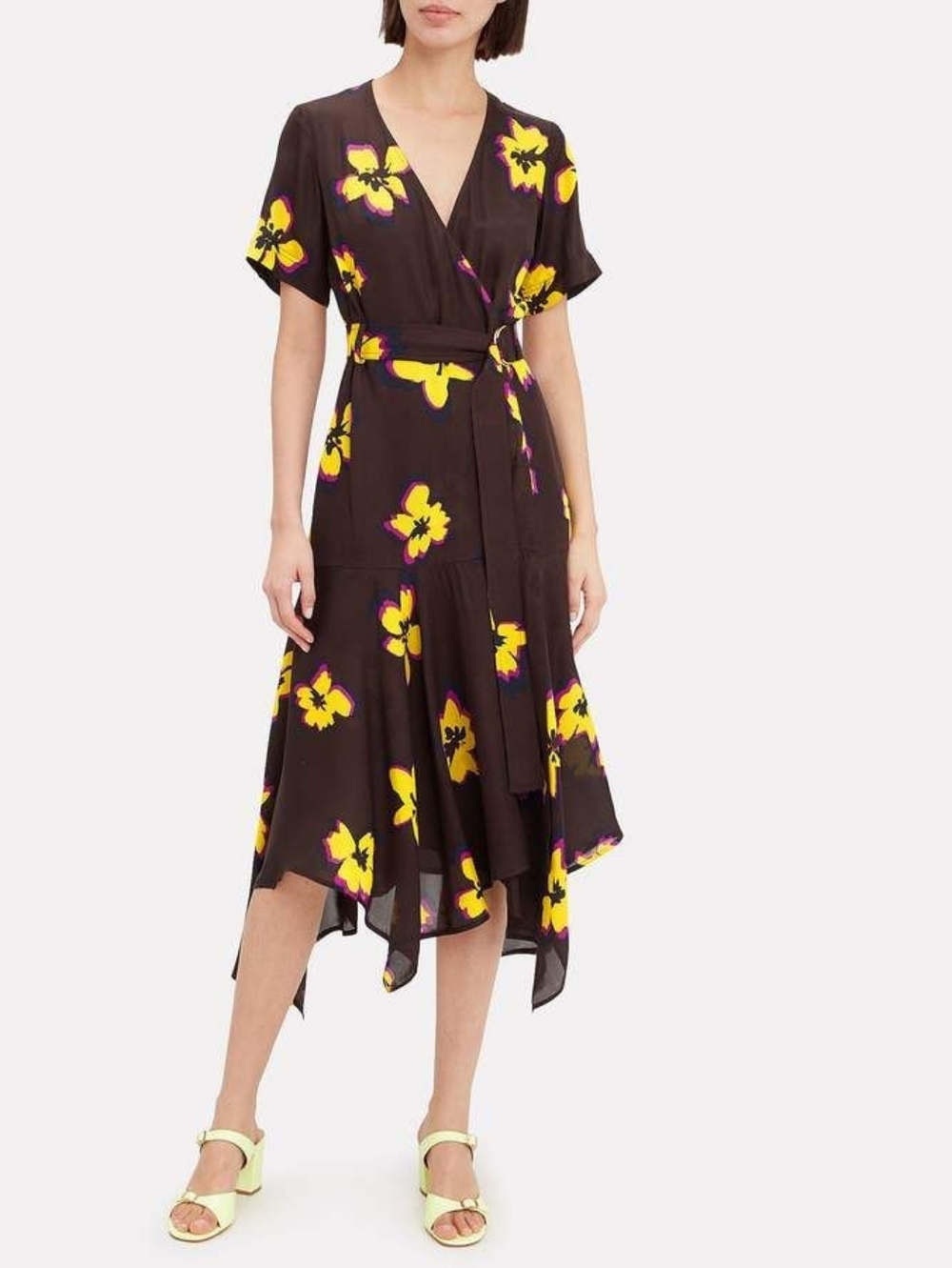 A.L.C Claire Silk Wrap Dress Women's Size 6 Dark Romantic Floral Feminine